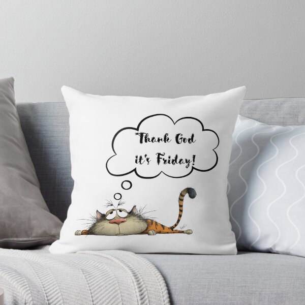 Item preview, Thank God It’s Friday – Exhausted Cat Illustration designed and sold by EVESTUDIOART.