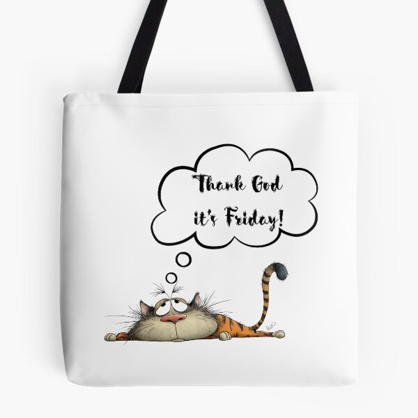 Item preview, Thank God It’s Friday – Exhausted Cat Illustration designed and sold by EVESTUDIOART.