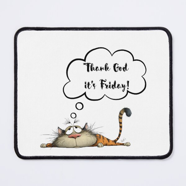 Item preview, Thank God It’s Friday – Exhausted Cat Illustration designed and sold by EVESTUDIOART.
