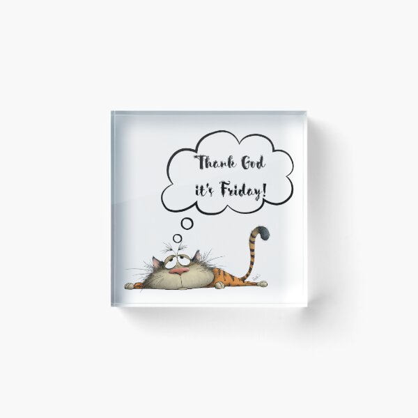 Item preview, Thank God It’s Friday – Exhausted Cat Illustration designed and sold by EVESTUDIOART.
