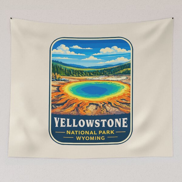 Item preview, Yellowstone National Park Retro Geyser Wildlife, Wyoming US designed and sold by Gideon Emmerich.