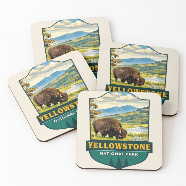 Item preview, Yellowstone National Park Retro Geyser Wildlife, Wyoming US designed and sold by Gideon Emmerich.