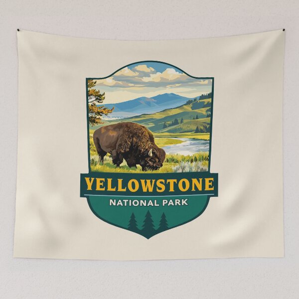 Item preview, Yellowstone National Park Retro Geyser Wildlife, Wyoming US designed and sold by Gideon Emmerich.