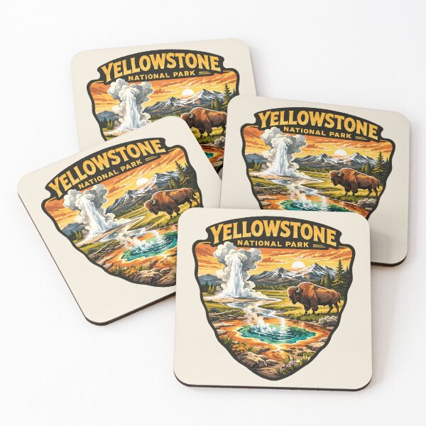 Item preview, Yellowstone National Park Retro Geyser Wildlife, Wyoming US designed and sold by Gideon Emmerich.