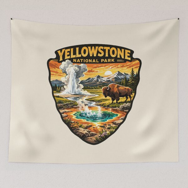 Item preview, Yellowstone National Park Retro Geyser Wildlife, Wyoming US designed and sold by Gideon Emmerich.