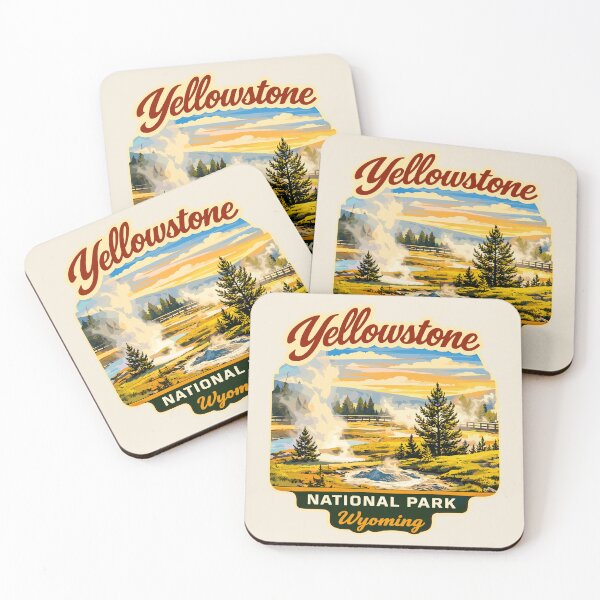 Item preview, Yellowstone National Park Retro Design, Fluffy Cows, Wyoming US designed and sold by Gideon Emmerich.