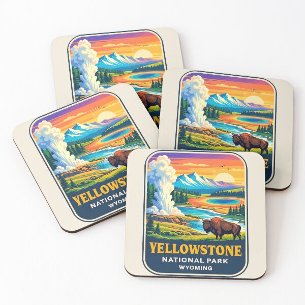 Item preview, Yellowstone National Park Retro Geyser Wildlife, Wyoming US designed and sold by Gideon Emmerich.