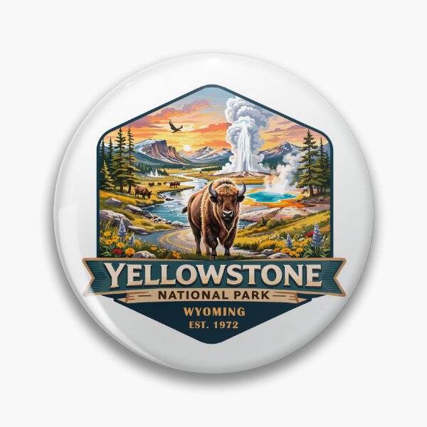 Item preview, Yellowstone National Park Retro Geyser Wildlife, Wyoming US designed and sold by Gideon Emmerich.