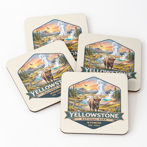 Item preview, Yellowstone National Park Retro Geyser Wildlife, Wyoming US designed and sold by Gideon Emmerich.