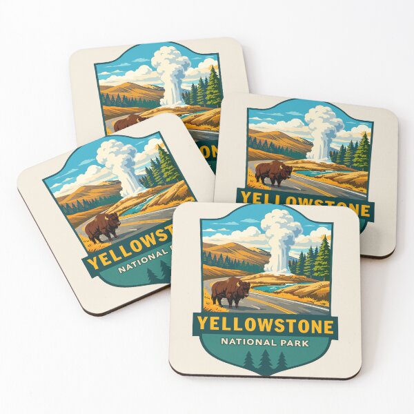 Item preview, Yellowstone National Park Retro Geyser Wildlife, Wyoming US designed and sold by Gideon Emmerich.
