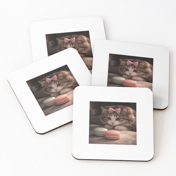 Item preview, Elegant Kitten Tempted by Macarons designed and sold by LovelyCatGalaxy.