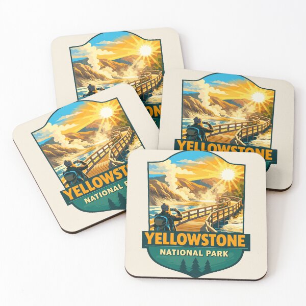 Item preview, Yellowstone National Park Retro Geyser Wildlife, Wyoming US designed and sold by Gideon Emmerich.