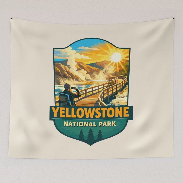 Item preview, Yellowstone National Park Retro Geyser Wildlife, Wyoming US designed and sold by Gideon Emmerich.