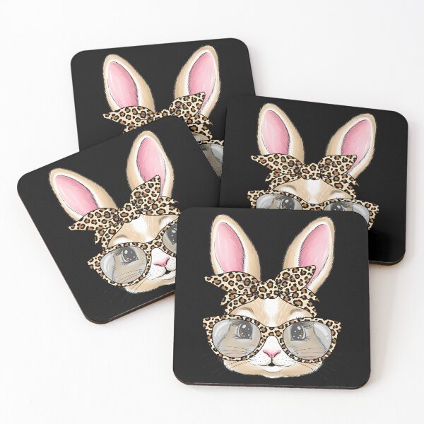 Item preview, Cute Bunny Rabbit Face Leopard Coquette Bow Glasses Easter designed and sold by OlakunleOloroz.