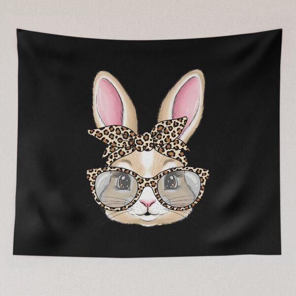 Item preview, Cute Bunny Rabbit Face Leopard Coquette Bow Glasses Easter designed and sold by OlakunleOloroz.