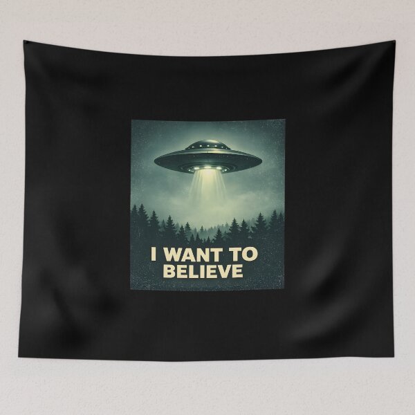 Item preview, I Want To Believe – Retro UFO Tribute designed and sold by KawaiiOrbit.