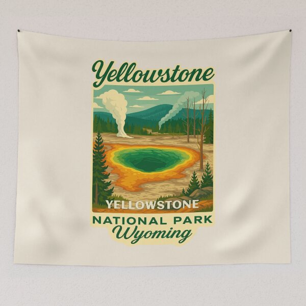 Item preview, Yellowstone National Park Retro Geyser Wildlife, Wyoming US designed and sold by Gideon Emmerich.