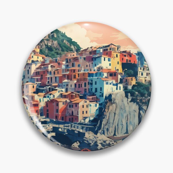 Item preview, Pastel Journey to Manarola – Retro Anime Girl Travel Illustration designed and sold by JacksoonLester.