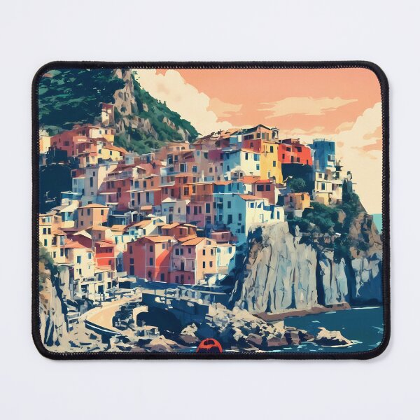 Item preview, Pastel Journey to Manarola – Retro Anime Girl Travel Illustration designed and sold by JacksoonLester.