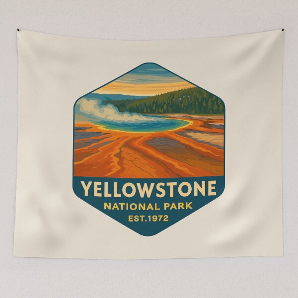 Item preview, Yellowstone National Park Retro Geyser Wildlife, Wyoming US designed and sold by Gideon Emmerich.