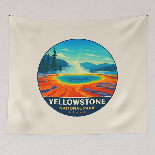 Item preview, Yellowstone National Park Retro Geyser Wildlife, Wyoming US designed and sold by Gideon Emmerich.