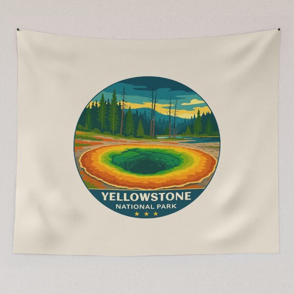 Item preview, Yellowstone National Park Retro Geyser Wildlife, Wyoming US designed and sold by Gideon Emmerich.