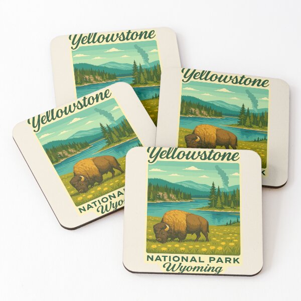 Item preview, Fauna y flora del géiser retro del Parque Nacional de Yellowstone, Wyoming, EE. UU. designed and sold by Gideon Emmerich.