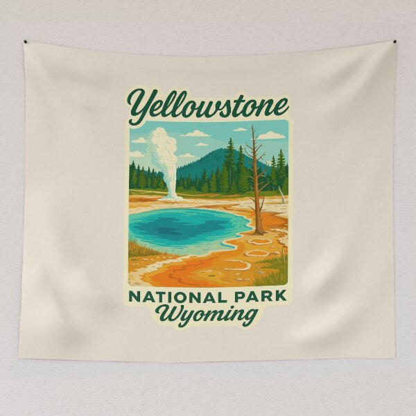 Item preview, Yellowstone National Park Retro Geyser Wildlife, Wyoming US designed and sold by Gideon Emmerich.