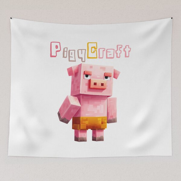 Item preview, PiggyCraft Minecraft Pig - Cute Blocky Lego Style Art Print designed and sold by DesignArtist.ia.