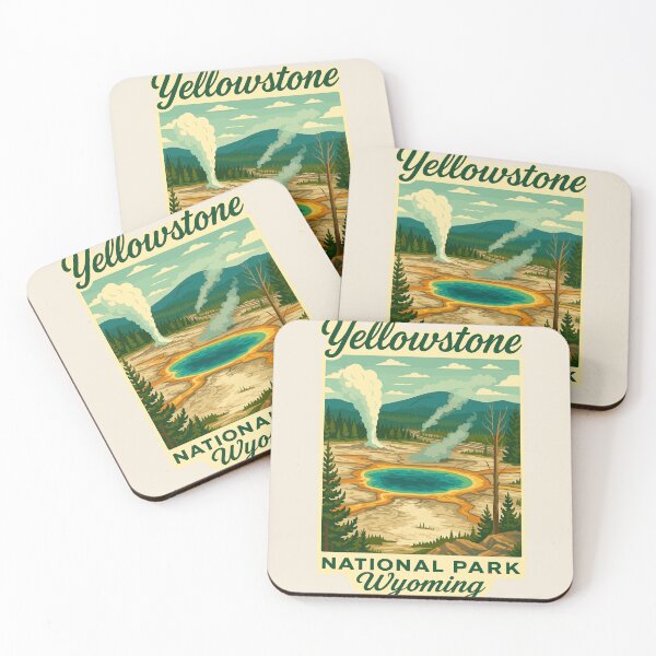 Item preview, Yellowstone National Park Retro Geyser Wildlife, Wyoming US designed and sold by Gideon Emmerich.