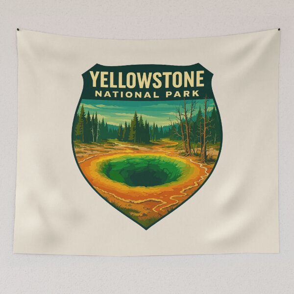Item preview, Yellowstone National Park Retro Geyser Wildlife, Wyoming US designed and sold by Gideon Emmerich.