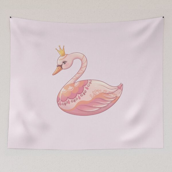 Item preview, Pink Swan with Golden Crown Illustration designed and sold by JessieJoyStudio.