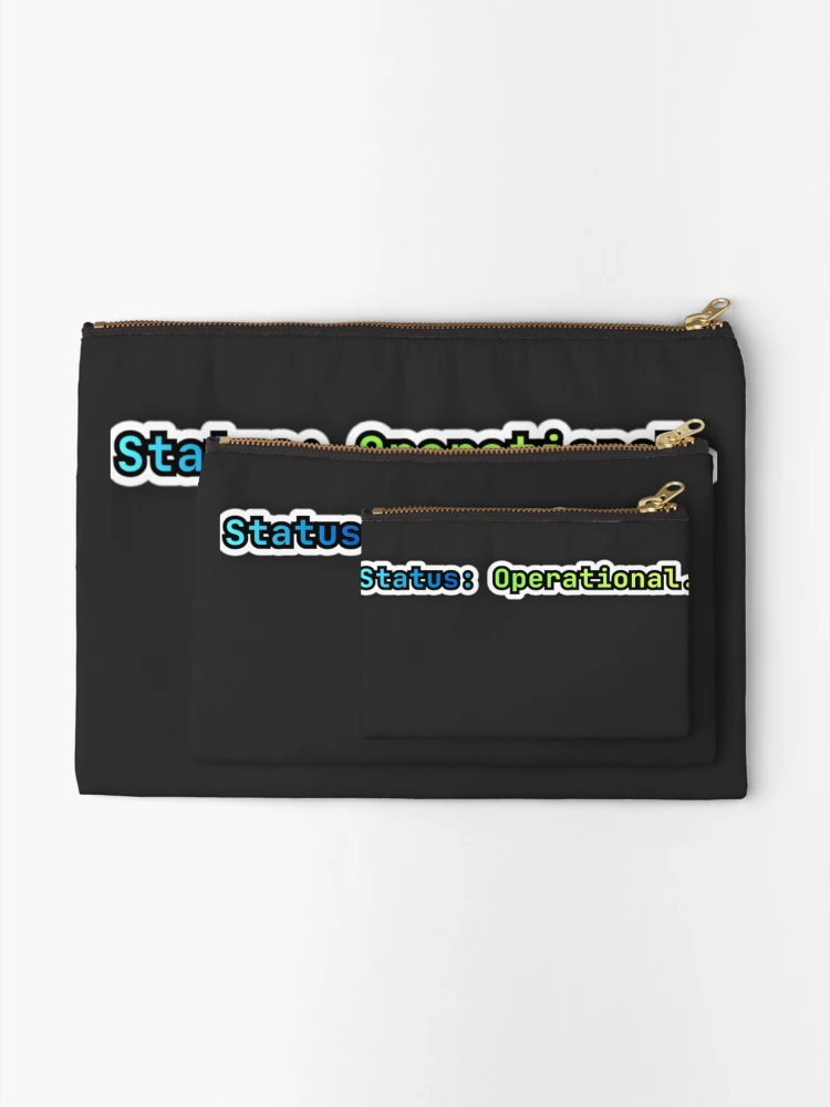 Thumbnail 2 of 4, Zipper Pouch, Status Operational – Developer Humor Sticker designed and sold by TheNerdSociety.