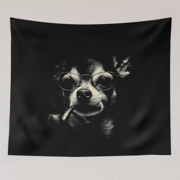 Item preview, Gentleman Chihuahua Pipe Glasses Portrait designed and sold by k3rstman1.