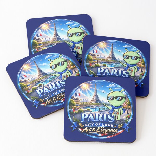 Item preview, Cosmic Paris: Alien Traveler at Eiffel Tower - Premium Travel Badge Art designed and sold by AmazingEG.