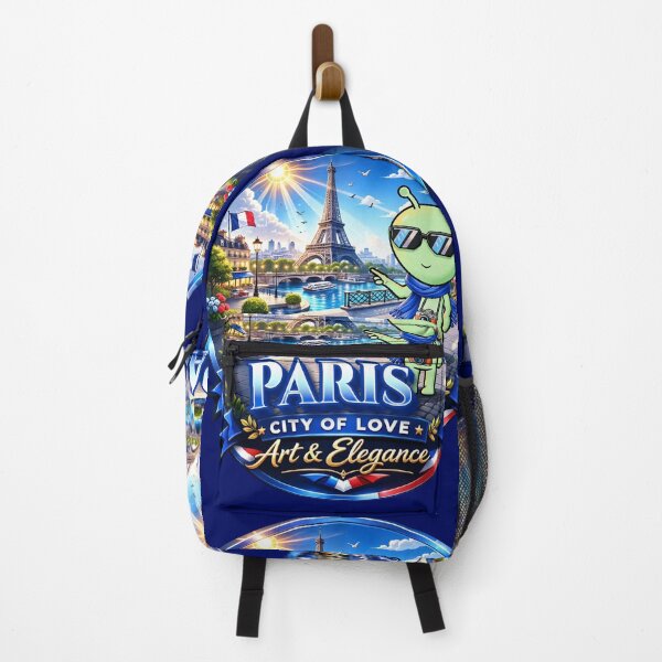 Item preview, Cosmic Paris: Alien Traveler at Eiffel Tower - Premium Travel Badge Art designed and sold by AmazingEG.