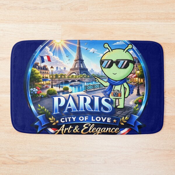 Item preview, Cosmic Paris: Alien Traveler at Eiffel Tower - Premium Travel Badge Art designed and sold by AmazingEG.