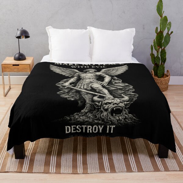 Item preview, Make no Peace with Evil Destroy It - Archangel Michael Defeating Evil designed and sold by Blood Washed Apparel.