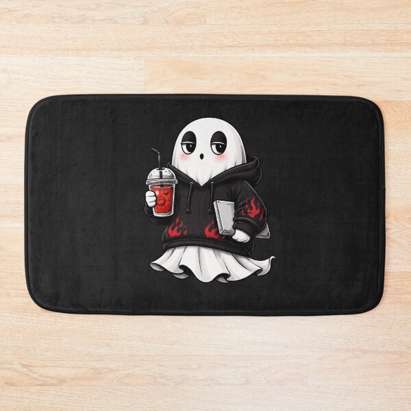 Item preview, Edgy Hustle Ghost Streetwear Aesthetic Graphic – Cute Urban Coffee Laptop Character – Red Black Minimal Design designed and sold by ColorSplash123.