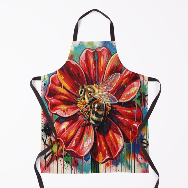 Item preview, Vibrant Bee on Red Blossom – Nature Art with Urban Color Energy designed and sold by FotoworldEdel.