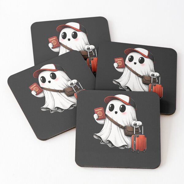 Item preview, Travel Ghost Aesthetic Graphic – Cute Minimal Passport Character with Suitcase – Trendy Instagram Style Design designed and sold by ColorSplash123.