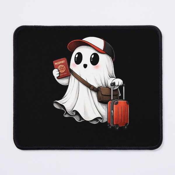 Item preview, Travel Ghost Aesthetic Graphic – Cute Minimal Passport Character with Suitcase – Trendy Instagram Style Design designed and sold by ColorSplash123.