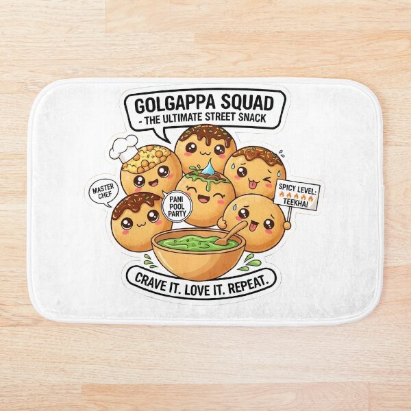Aperçu de l'œuvre Illustration mignonne de la Golgappa Squad, un plat de rue indien. créée et vendue par RickyStick.