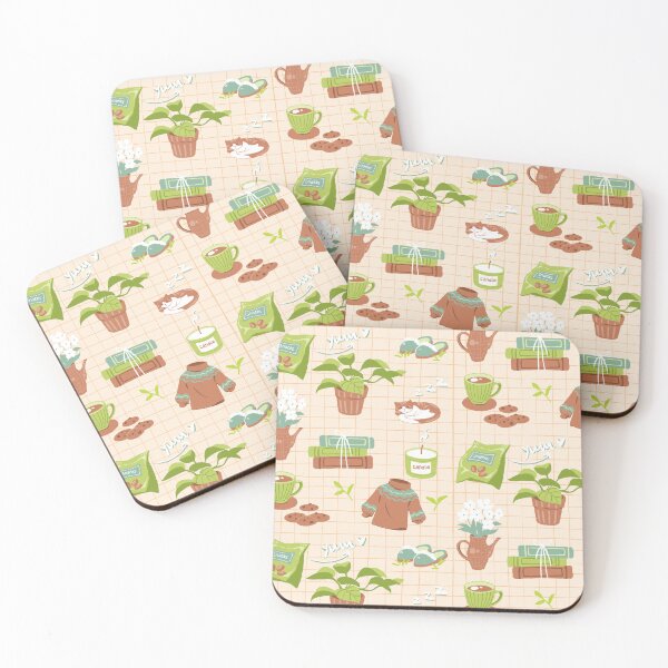 Item preview, A cute pattern with cozy daily life stickers (cat, books, tea and home aesthetics) designed and sold by MinimalAnGo.
