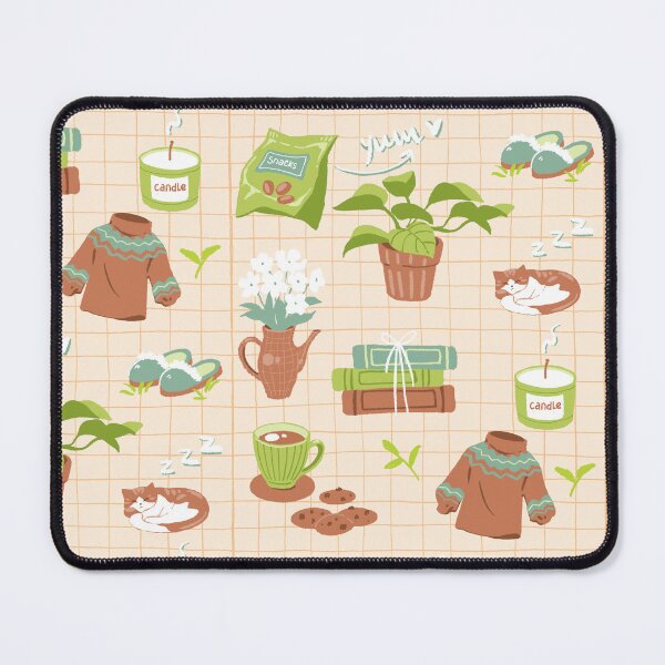 Item preview, A cute pattern with cozy daily life stickers (cat, books, tea and home aesthetics) designed and sold by MinimalAnGo.