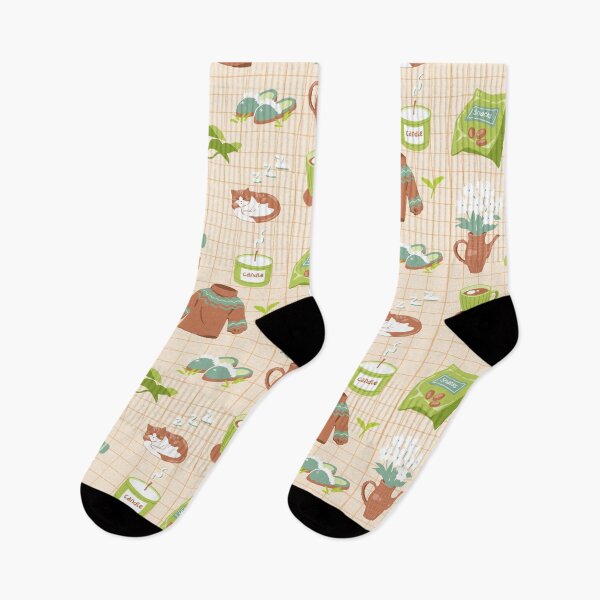 Item preview, A cute pattern with cozy daily life stickers (cat, books, tea and home aesthetics) designed and sold by MinimalAnGo.