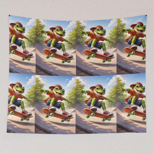 Item preview, Kickflip Frog Skate Park Hero designed and sold by Dreamy Armine Art.
