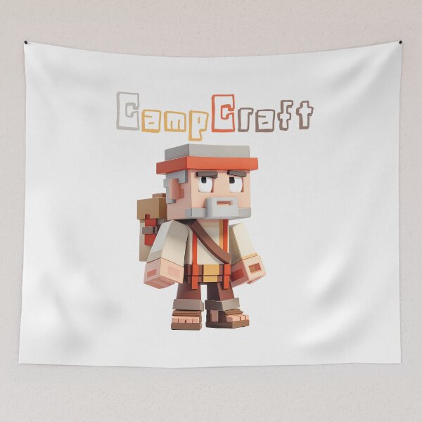 Item preview, CampCraft Minecraft Explorer - Cute Blocky Lego Style Art Print designed and sold by DesignArtist.ia.