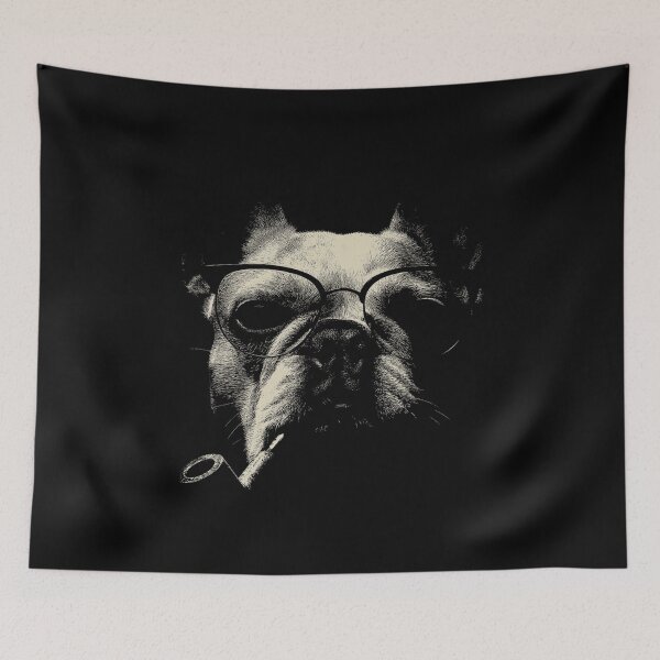 Item preview, Sophisticated French Bulldog Pipe Glasses Portrait designed and sold by k3rstman1.