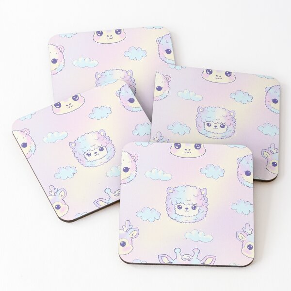 Item preview, Kawaii Pastel Rainbow Animals Pattern - Cute Alpaca, Deer, Bear, and Giraffe Seamless Design designed and sold by Potattoo.